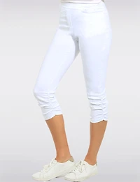 Pantalon Capri Extensible Longueur Genou à Ourlet Élastiqué Froncé Par Compli K