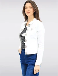 Veste en Denim Moderne Extensible | Boutons Décoratifs & Coupe Ajustée par Orly