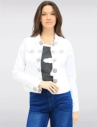 Veste en Denim Moderne Extensible | Boutons Décoratifs & Coupe Ajustée par Orly