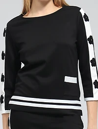 Haut Manches Longues avec Appliqués Fentes Latérales & Poche en Strass par Orly