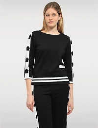 Haut Manches Longues avec Appliqués Fentes Latérales & Poche en Strass par Orly