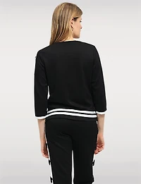 Haut Manches Longues avec Appliqués Fentes Latérales & Poche en Strass par Orly