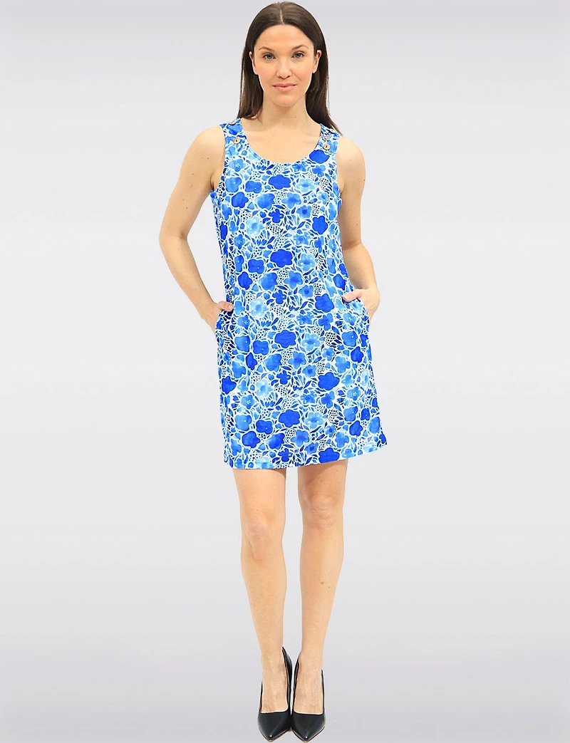 Robe À Fleurs Sans Manches Longueur Genou Et Détails De Boutons Par Tango Mango