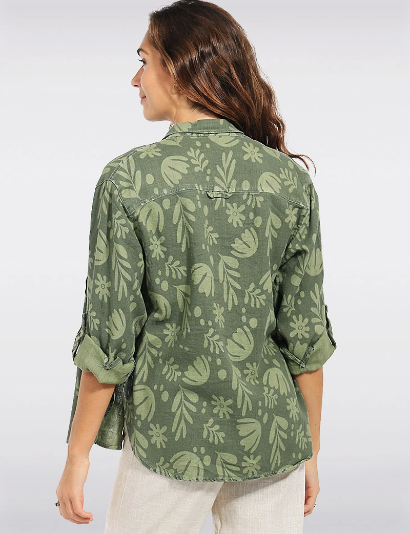 Veste-Chemise Coupe Décontractée Imprimé Manches Retroussables par Julia Paradis
