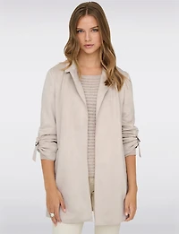 Long Gilet-Manteau en Suède Vegan Ultra-Doux avec Poignets Ajustables par Only