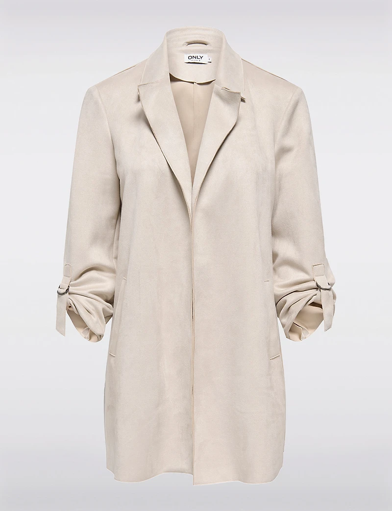 Long Gilet-Manteau en Suède Vegan Ultra-Doux avec Poignets Ajustables par Only