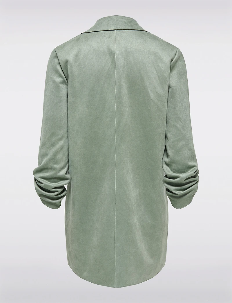 Long Gilet-Manteau en Suède Vegan Ultra-Doux avec Poignets Ajustables par Only