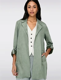 Long Gilet-Manteau en Suède Vegan Ultra-Doux avec Poignets Ajustables par Only