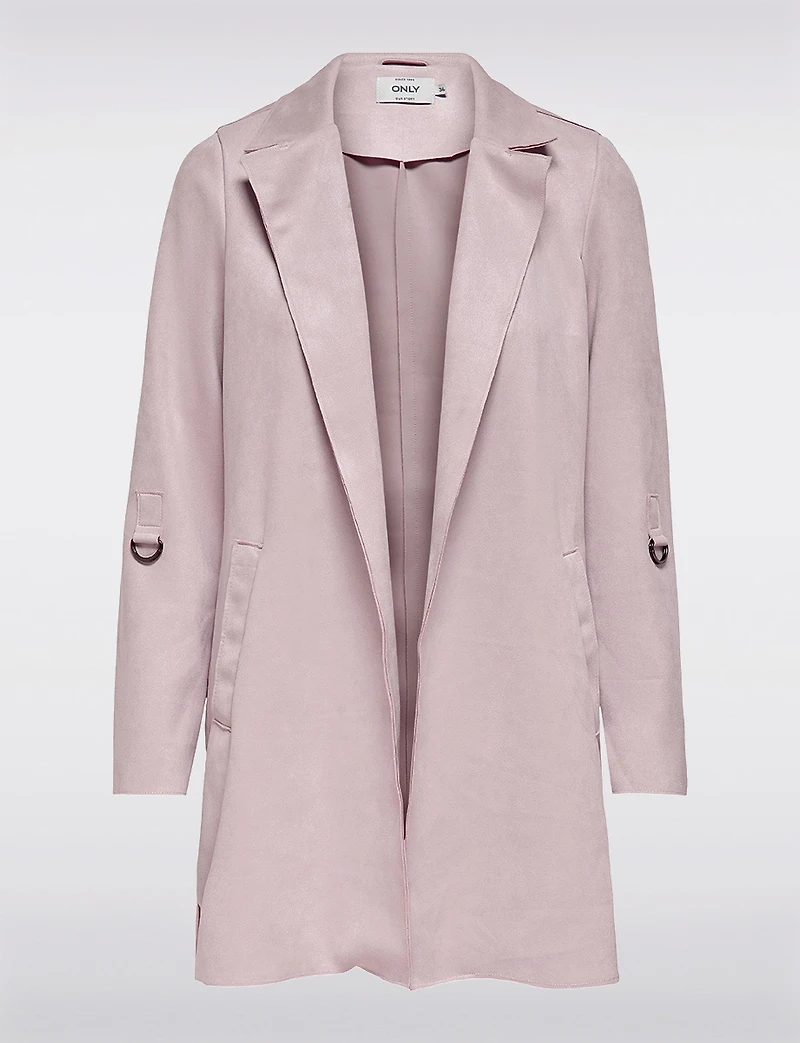 Long Gilet-Manteau en Suède Vegan Ultra-Doux avec Poignets Ajustables par Only