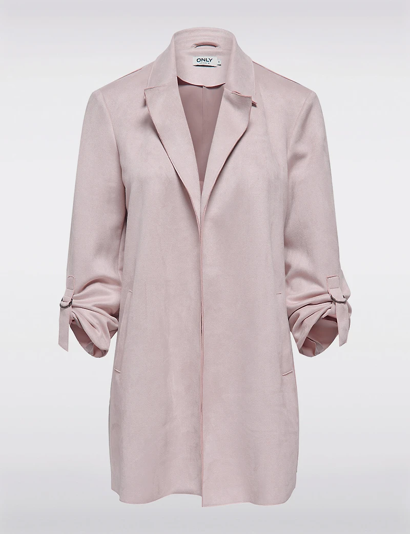 Long Gilet-Manteau en Suède Vegan Ultra-Doux avec Poignets Ajustables par Only