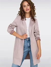 Long Gilet-Manteau en Suède Vegan Ultra-Doux avec Poignets Ajustables par Only