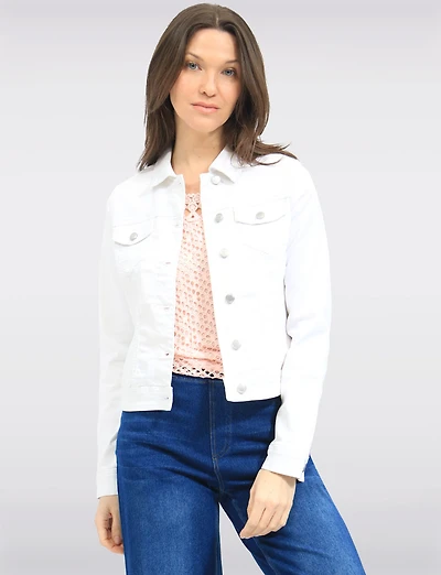 Veste Courte Classique Denim Coloré Extensible Poignets Doublés Par Suko Jeans