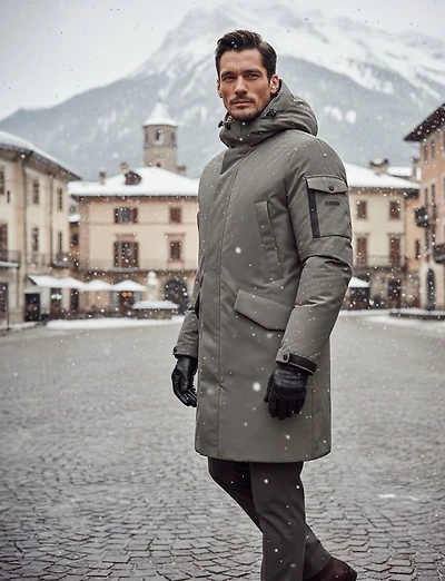 Parka Homme à Capuche Légère avec Bavette Matelassée Amovible par Geox