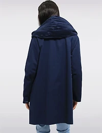 Veste Imperméable Réversible Chic Femme À Motif Floral – Col Plissé Élégant