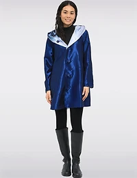 Veste Imperméable Réversible Chic Femme À Motif Abstrait – Col Plissé