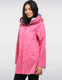 Veste Imperméable Réversible Chic à Motif Vibrant avec Col Plissé