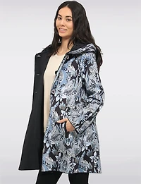 Veste Imperméable Réversible à Motif Floral Capuche Accordéon & Coupe Légère