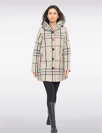 Veste Imperméable Réversible À Carreaux – Capuche Accordéon, Liseré Rouge