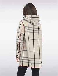 Veste Imperméable Réversible À Carreaux – Capuche Accordéon, Liseré Rouge
