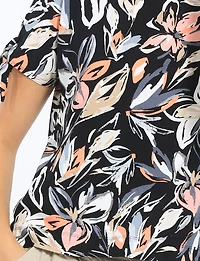 Haut en Maille à Motif Floral Abstrait Avec Liens Sur Les Manches par Perle