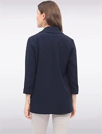 Blazer Élégant Extensible À Ourlet Arrondi Manches 3/4 Et Col Châle Par Perle