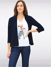 Cardigan Léger et Fluid Ouvert à Manches 3/4 -Tricot Doux & Polyvalent par Perle
