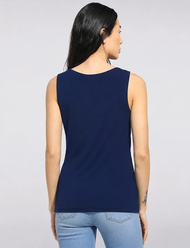 Haut Sans Manches en Tricot Extensible Infroissable -Débardeur à Col Rond Perle
