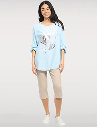 Capris à Taille Haute avec Deux Poches Carrées sur le Devant par Perle