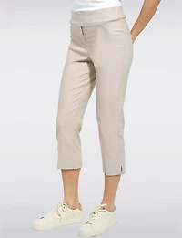 Pantalon Capri Extensible à Taille Élastique avec Poches -Coupe Ajusté par Perle