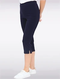 Capris Extensible avec Fente Latérale et Bande Large de Taille par Perle