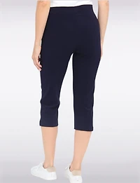 Capris Extensible avec Fente Latérale et Bande Large de Taille par Perle