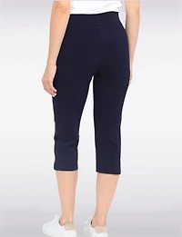 Capris Extensible avec Fente Latérale et Bande Large de Taille par Perle