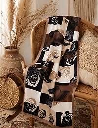 Foulard Oblong Tissé À Imprimé Floral Géométrique – Polyvalent Et Respirant
