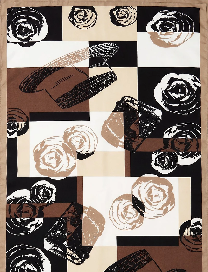Foulard Oblong Tissé À Imprimé Floral Géométrique – Polyvalent Et Respirant