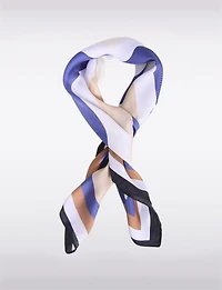 Écharpe Carrée Élégante à Motif Géométrique Abstrait & Finition Satinée