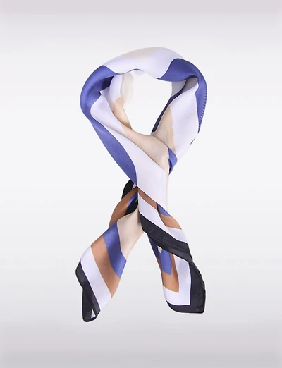 Foulard Carré Satiné Léger à Motif Géométrique Abstrait Chic Polyvalent
