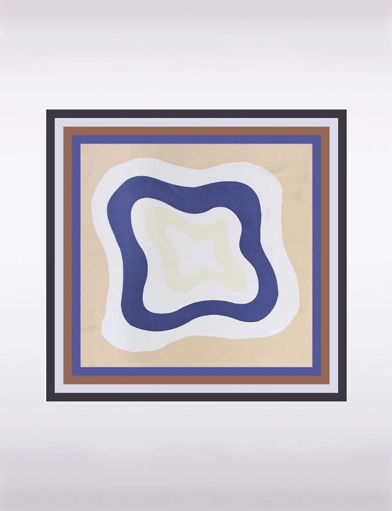 Foulard Carré Satiné Léger à Motif Géométrique Abstrait Chic Polyvalent