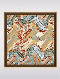 Foulard Carré Satiné Léger à Motif Marbré aux Tons Neutres Style Chic Polyvalent
