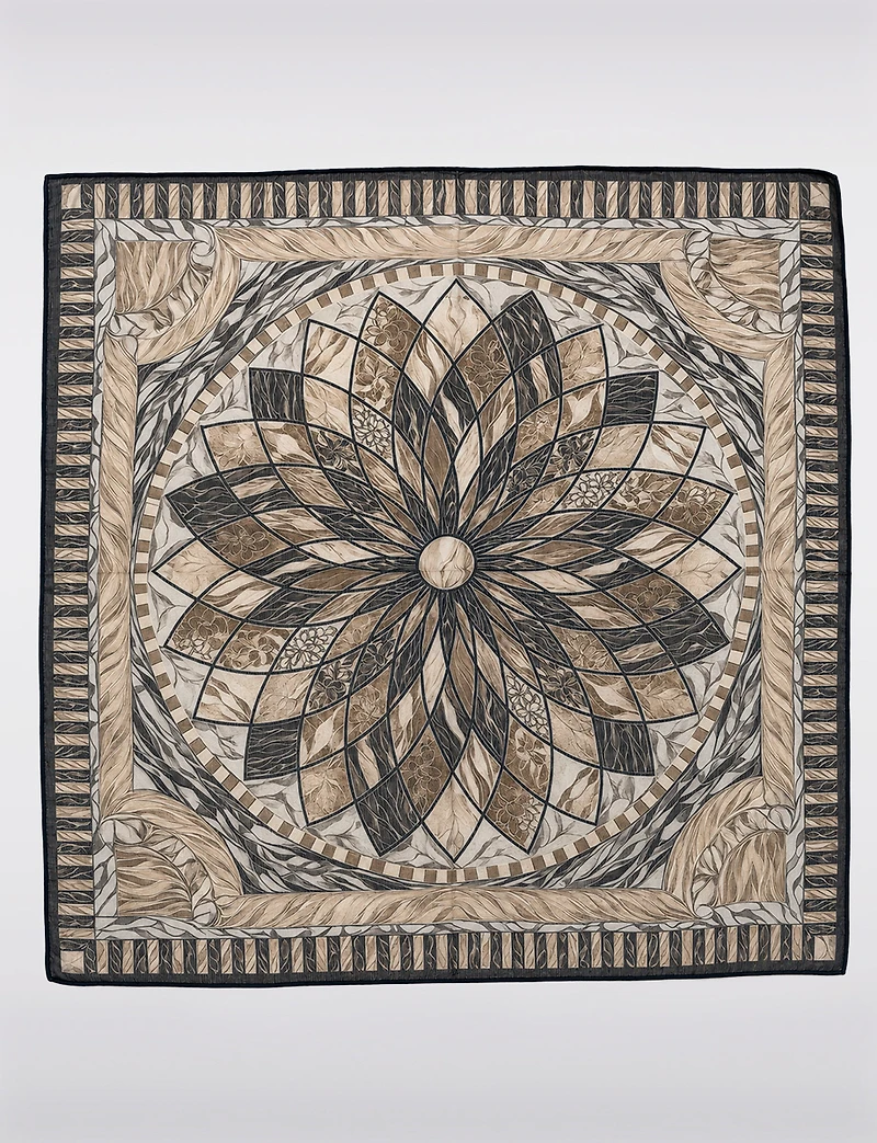 Foulard Carré Léger en Mousseline à Motif Mosaïque Rustique – Style Polyvalent