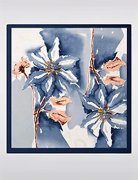 Foulard Carré Satiné Léger à Motif Botanique Lavande – Style Chic Polyvalent