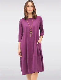 Robe Longue Chic en Coton avec Collier et Manches Trois-Quarts par Froccella