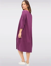 Robe Longue Chic en Coton avec Collier et Manches Trois-Quarts par Froccella