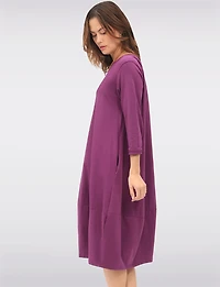 Robe Longue Chic en Coton avec Collier et Manches Trois-Quarts par Froccella