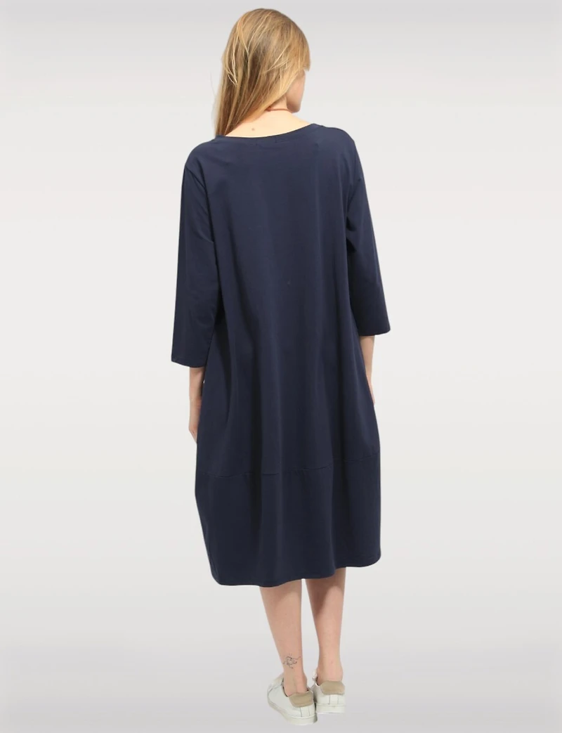 Robe Longue Chic en Coton avec Collier et Manches Trois-Quarts par Froccella