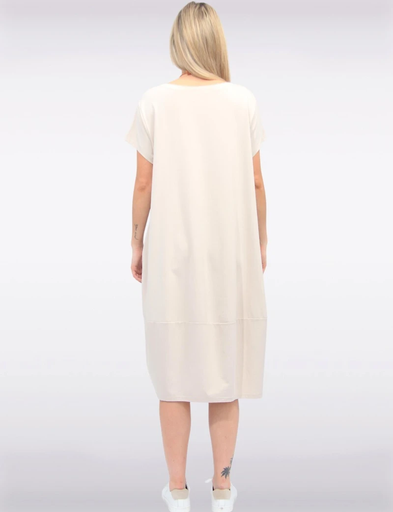 Robe Maxi Chic en Coton à Manches Courtes avec Collier et Poches par Froccella