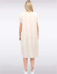 Robe Maxi Chic en Coton à Manches Courtes avec Collier et Poches par Froccella
