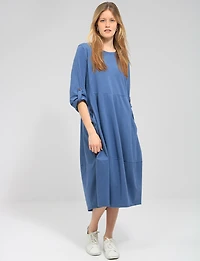 Robe Ballon Décontractée à Manches Longues & Poches Plaquées par Froccella