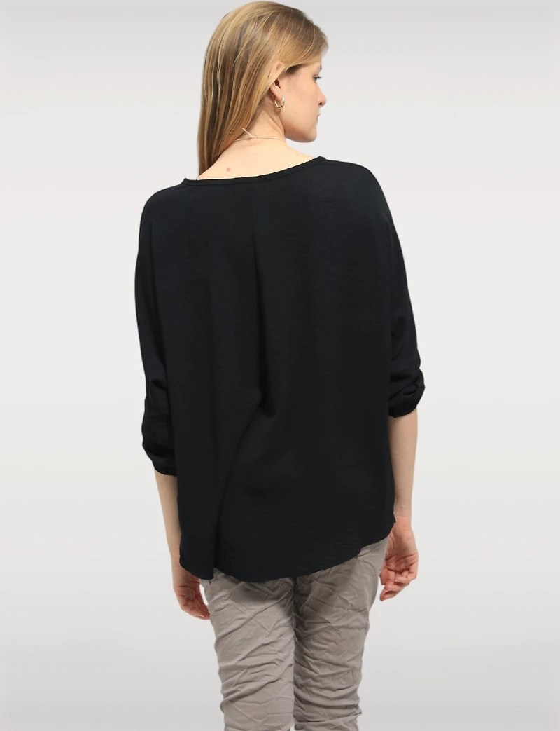 Tunique Fluide à Manches Longues avec Collier & Ourlet Arrondi par Froccella