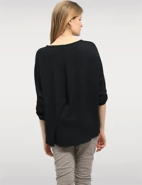 Tunique Fluide à Manches Longues avec Collier & Ourlet Arrondi par Froccella