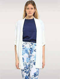 Cardigan Long et Fluide à Manches Ajustables Drapées sur le Devant par Froccella